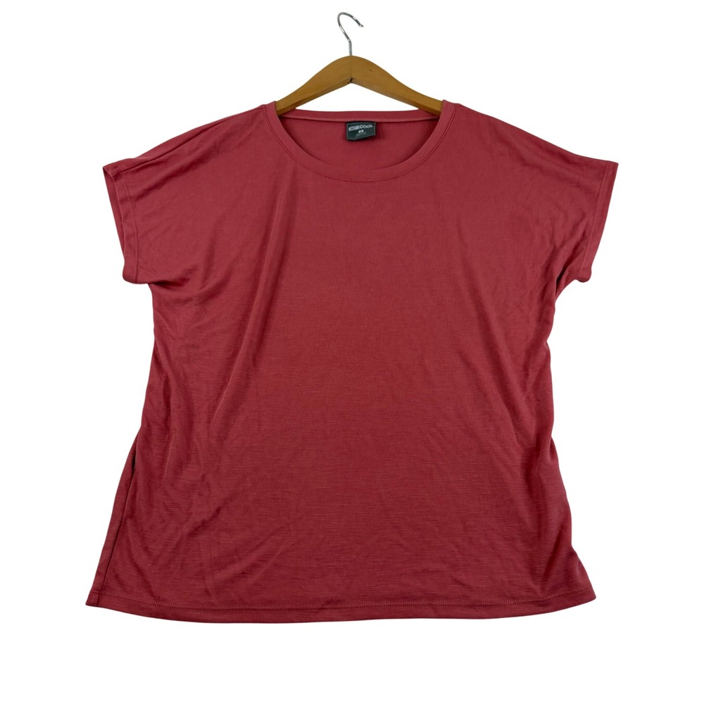 32 Degrees Cool Womens Small Coral Pink Slub Knit Short Sleeve T-Shirt Relaxed